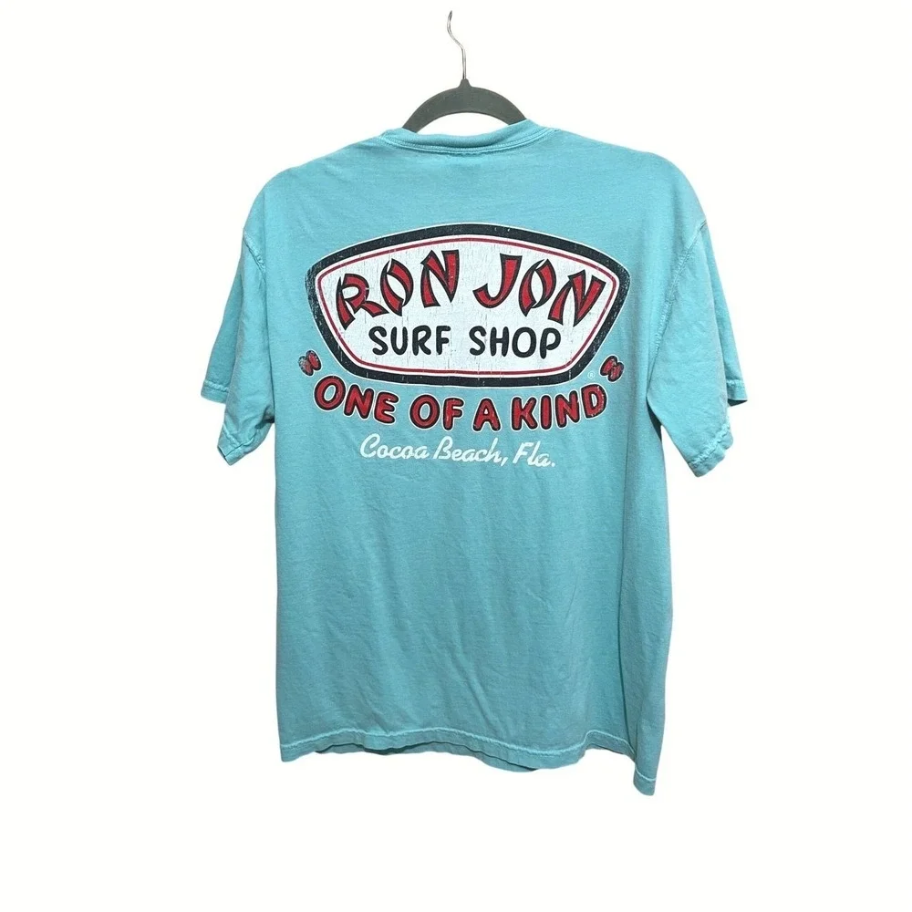 Ron Jon Surf Shop T Shirt Mens M Blue Comfort Colors‎ Cocoa Beach Florida Tee